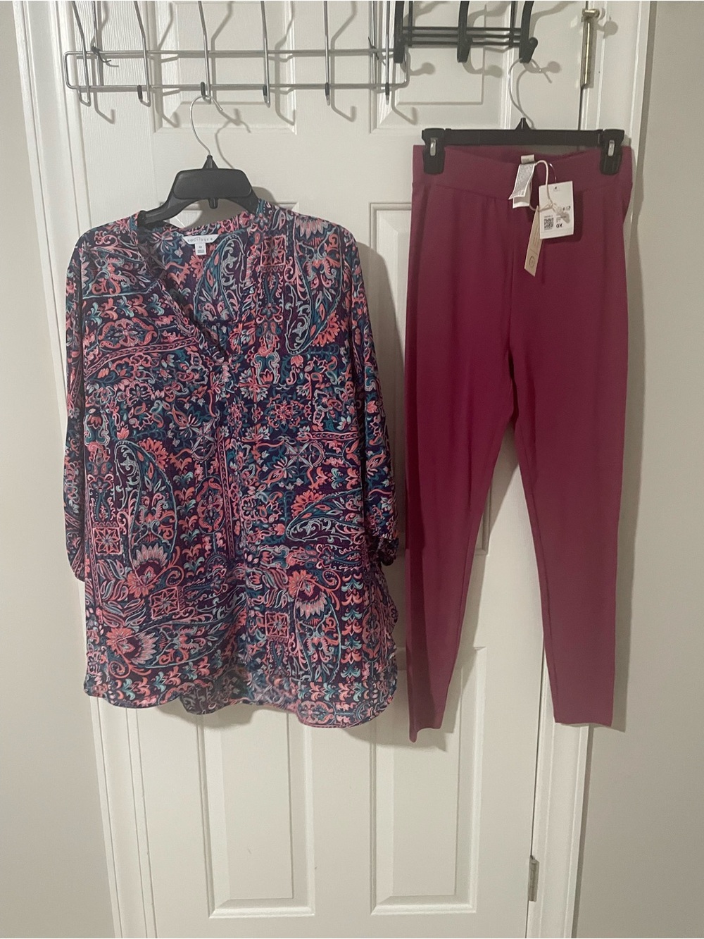 Women's Burgundy Ponte Leggings - ox forever 22 berry paisley matching top ox
